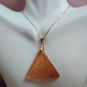 Hand Crafted Amber Gold Triangle Necklace